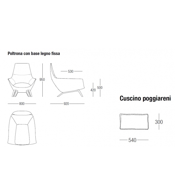 Ermes MisuraEmme Armchair with Wooden Base