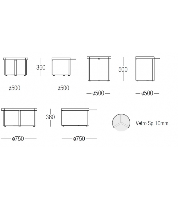 Ring MisuraEmme Mesita con Tapa de Vidrio