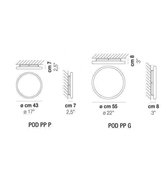Pod PP Vistosi Lámpara de Techo-Pared