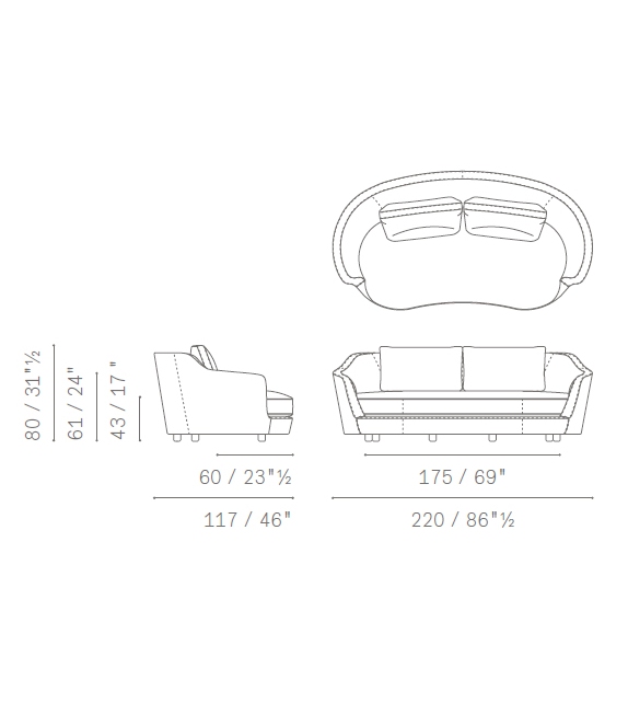 Poltrona Frau & Ceccotti Collezioni Duo Sofa