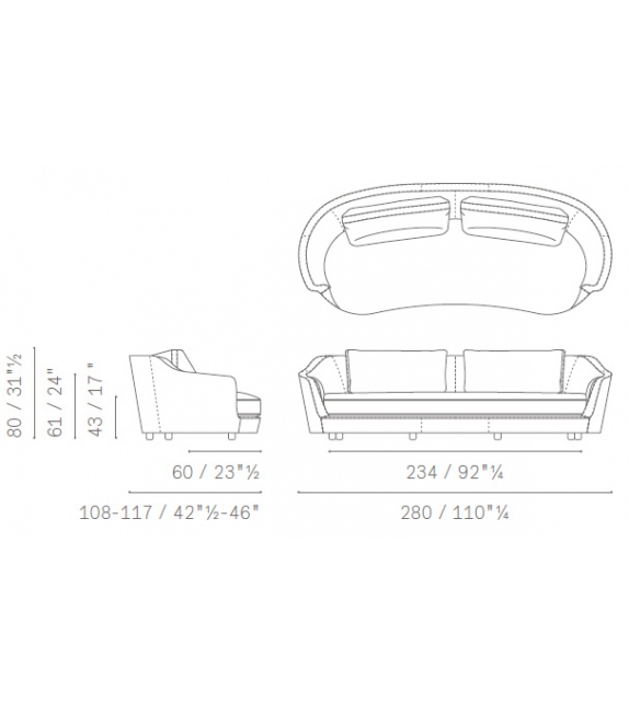 Poltrona Frau & Ceccotti Collezioni Duo Sofa