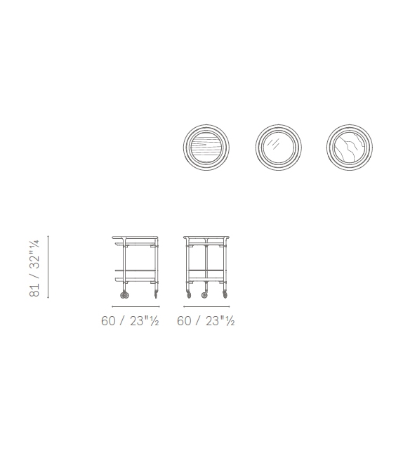 Duo Trolley Poltrona Frau & Ceccotti Collezioni Servierwagen