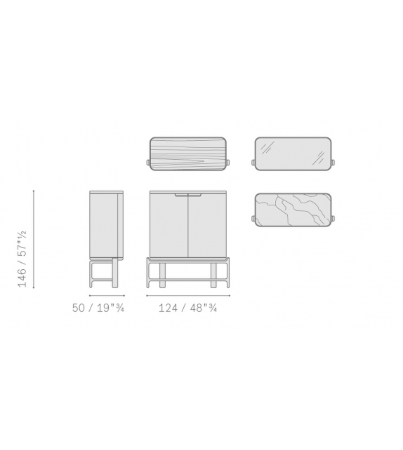 Duo Cabinet Poltrona Frau & Ceccotti Collezioni Credenza