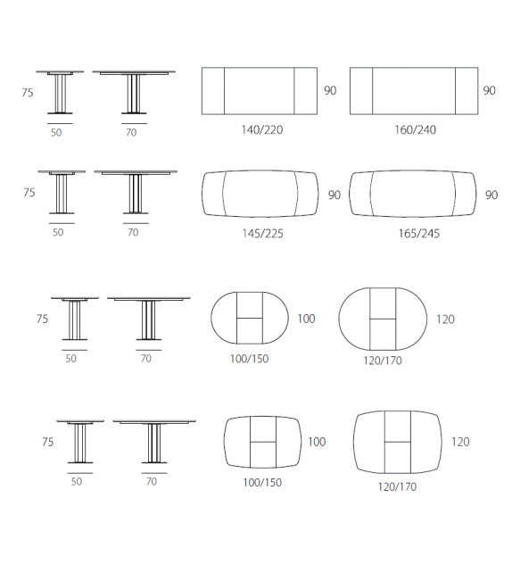 Tower Riflessi Extendable Table