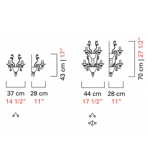 Redon Barovier & Toso Wandleuchte