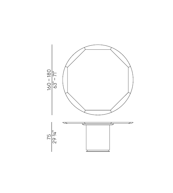 Otab Potocco Table with Solid Edges