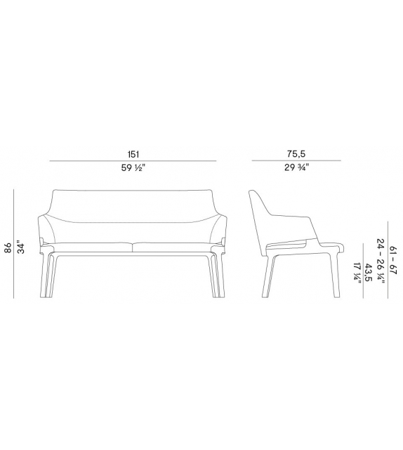 Velis Potocco Sofa Hoher Rückenlehne