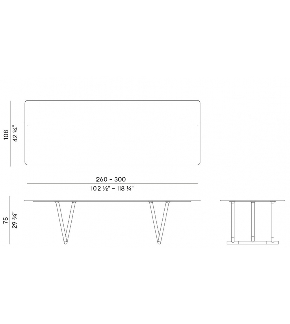 Pipe Potocco Table Rectangulaire
