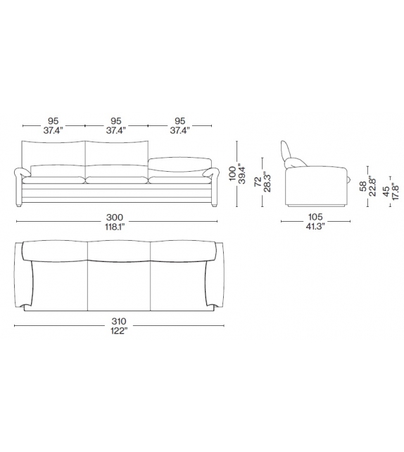 Listo para entregar - 675 Maralunga 40 Maxi Cassina Sofà
