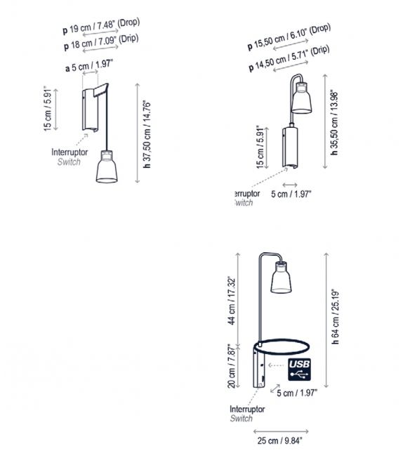 Drip/Drop Bover Wandleuchte