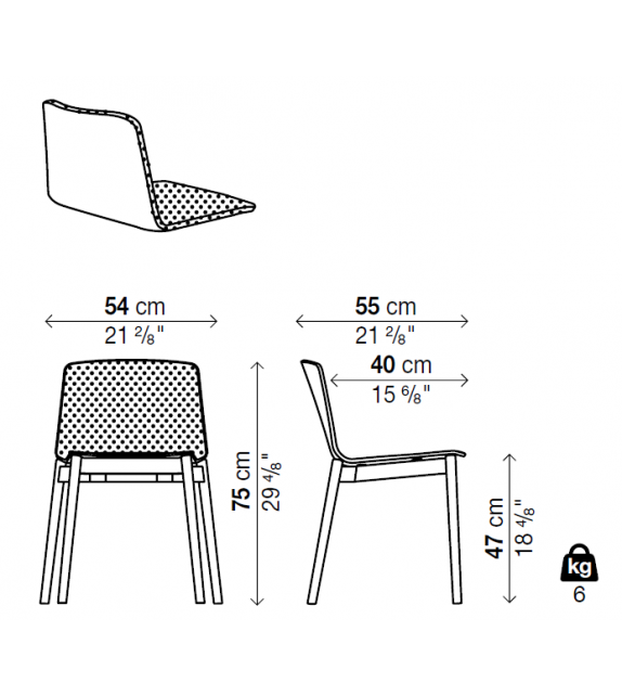 Rama Wood Kristalia Chaise Revêtue Avant
