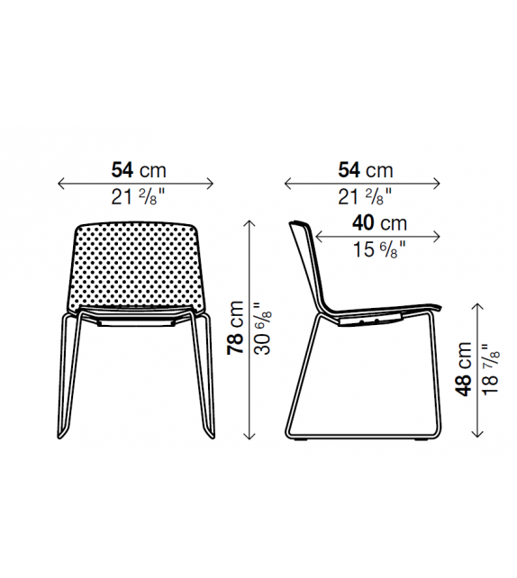 Rama Kristalia Chaise Revêtue avec Pieds Luge