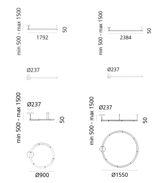 Alphabet of light linear Artemide Suspension Lamp