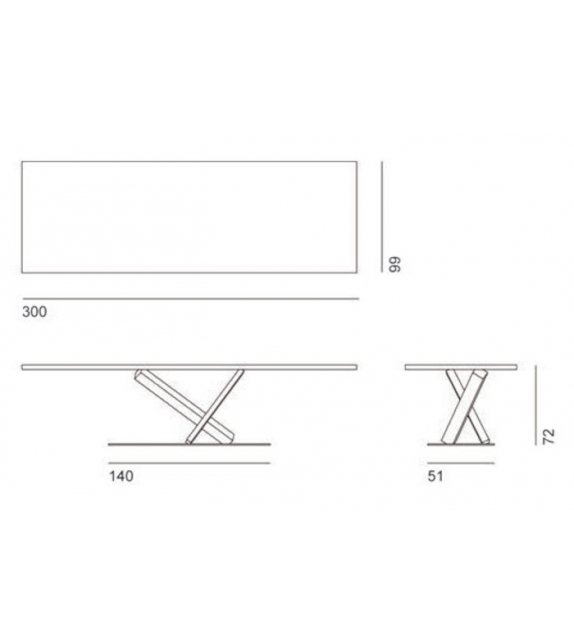 Element 680 Desalto Table Rectangulaire avec 2 Jambes