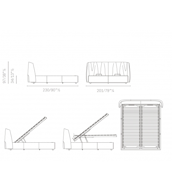 Bluemoon Bed With Storage Unit Poltrona Frau