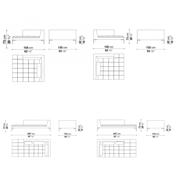 Charles Large Carré B&B Italia Chaise Longue