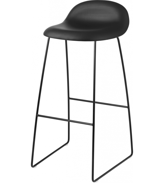 3D Gubi Tabouret Tapissé sur Piètement Luge