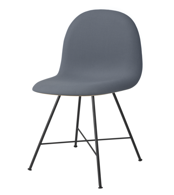 3D Gubi Chaise Tapissé Frontalement avec Base Métallique