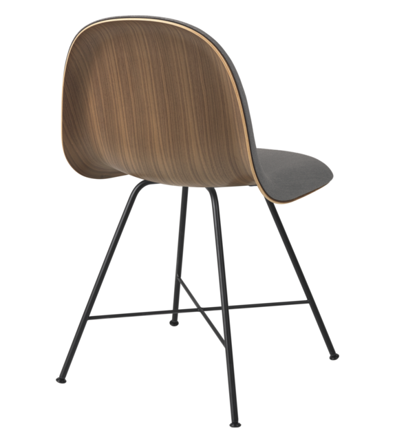 3D Gubi Front Upholstered Chair with Metal Base