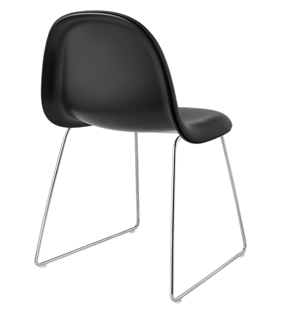 3D Gubi Chaise Tapissé Frontalement sur Piètement Luge