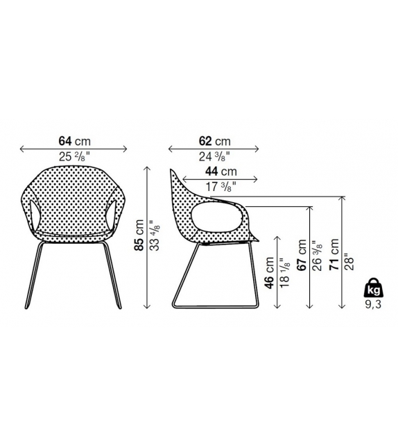 Elephant Kristalia Upholstered Chair with Sledge Base