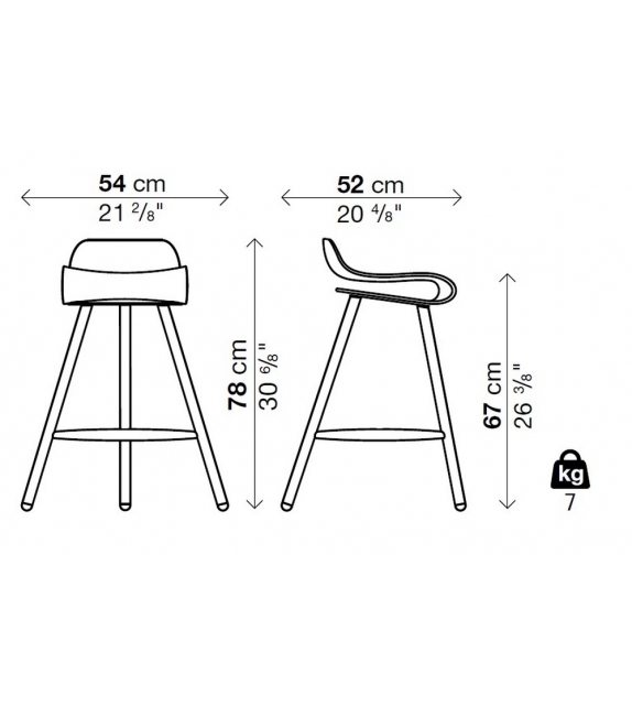 BCN Kristalia Tabouret avec Base en Bois