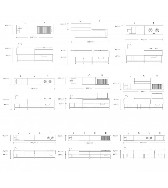 Base Kitchen Kettal Outdoor Kitchen - Quadruple Configuration