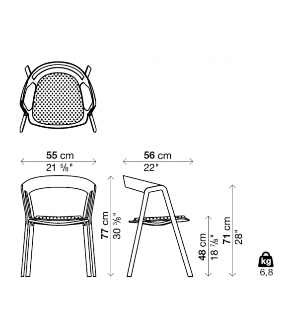 Compas Kristalia Chair with Fixed Cushion