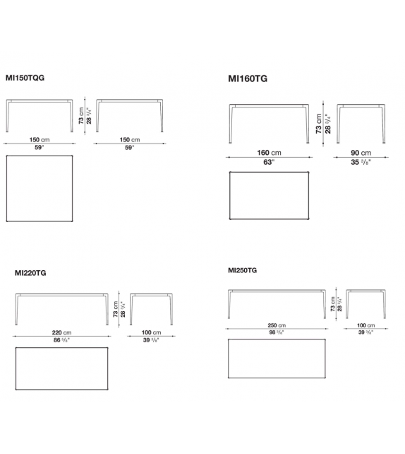 Mirto B&B Italia Outdoor Tisch aus Steinzeug
