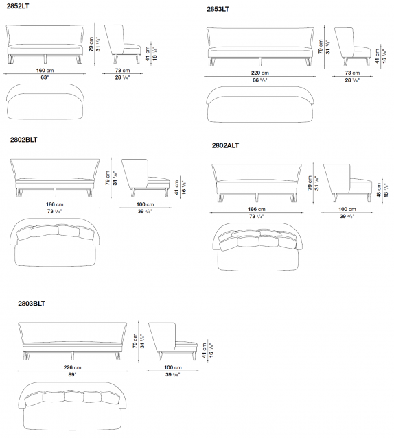 Febo Maxalto Sofa mit Untergestell aus Holz