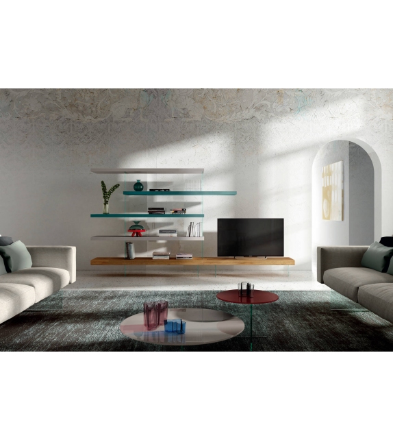 Air Round Lago Mesita con tablero en Vidrio