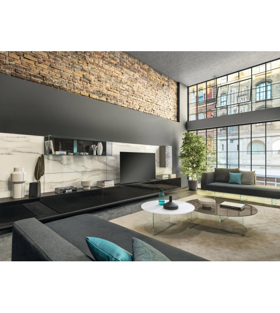 Air Round Lago Couchtisch mit Glasplatte