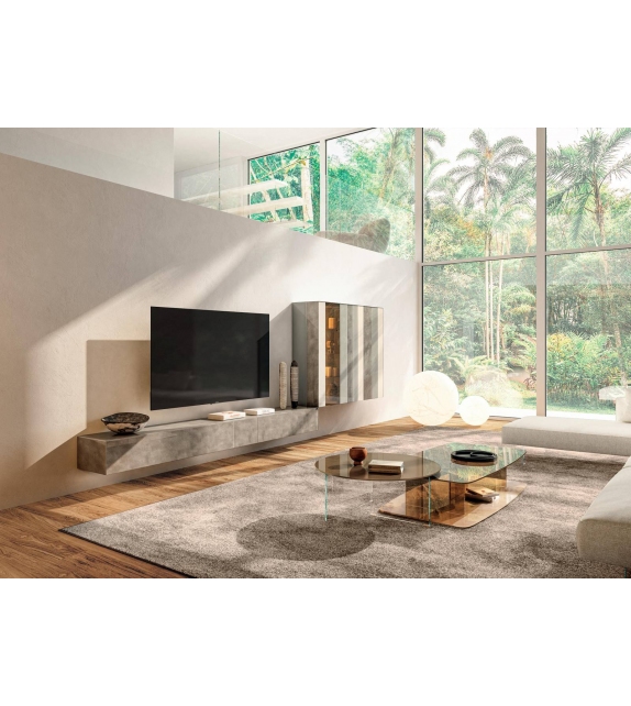 Air Round Lago Mesita con tablero en Vidrio