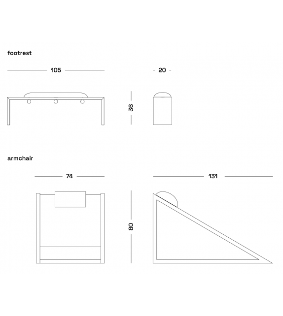 Mies Poltronova Fauteuil et Repose-Pieds