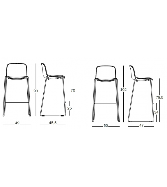 Troy Sledge Polypropylene Magis Taburete Revestido