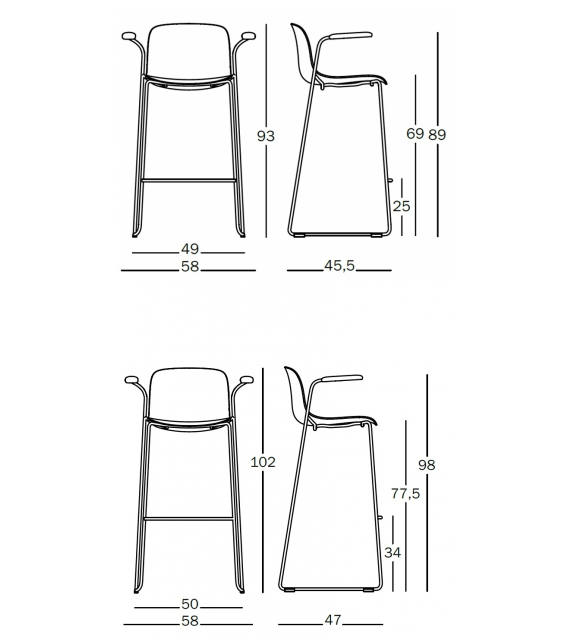 Troy Sledge Polypropylene Magis Sgabello con Braccioli