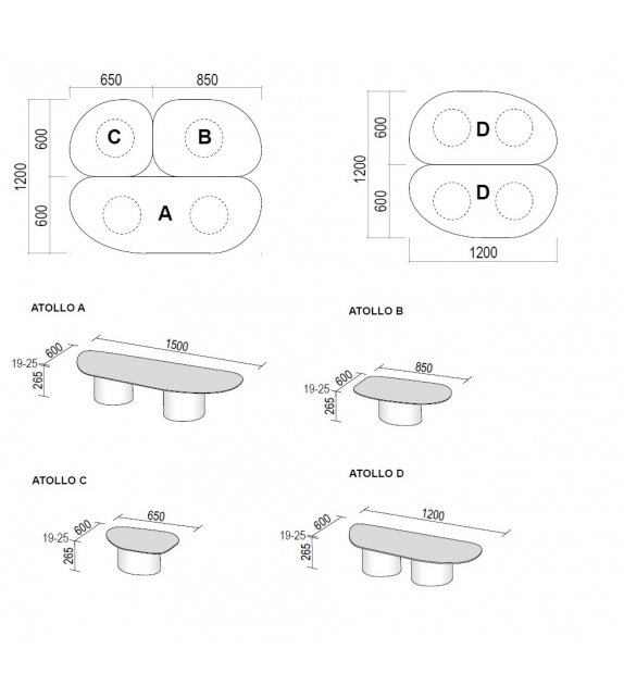 Atollo Dall'Agnese Table Basse