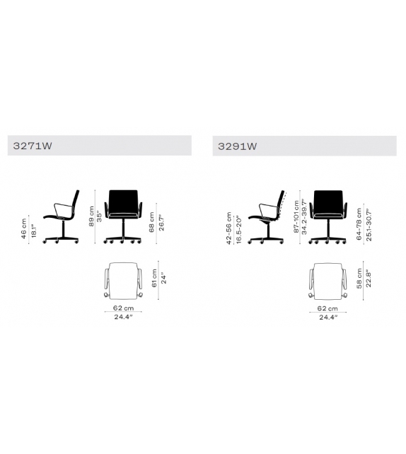 Oxford Low Backrest Armchair With Castors Fritz Hansen