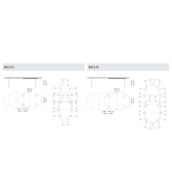 Superellipse Fritz Hansen Ausziehbarer Tisch