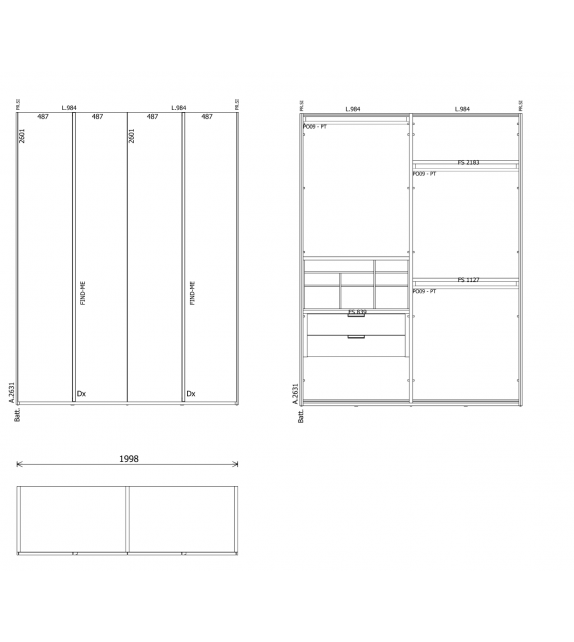 Prêt pour l'expédition - Gliss Master-Find Me Molteni&C Armoire