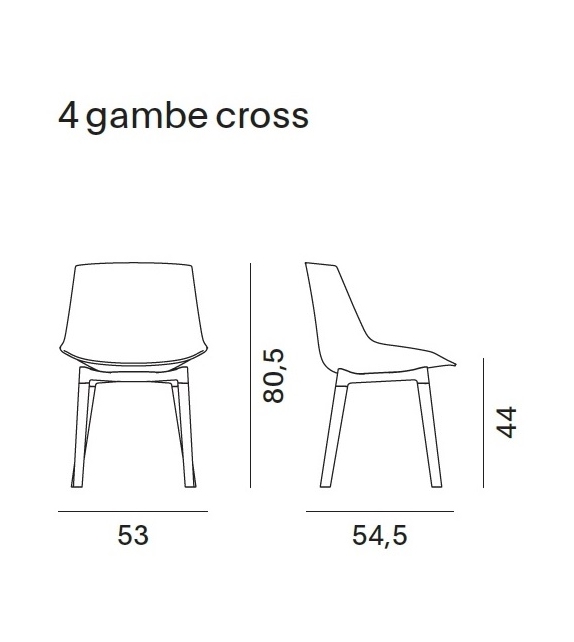 Flow Chair MDF Italia Sedia Imbottita 4 Gambe Cross