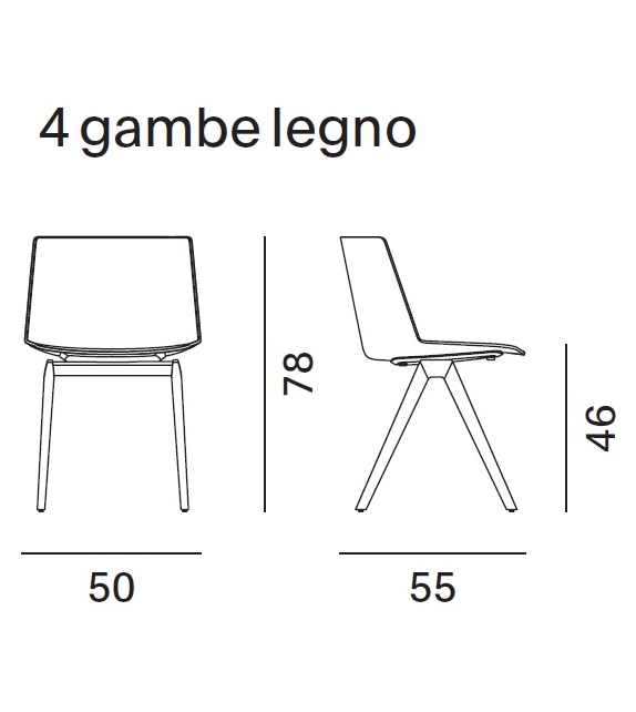 AÏKU MDF Italia Chair With Wooden Legs