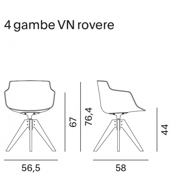 Flow Slim Color Fauteuil Rembourrèe Avec 4 Pieds VN MDF Italia