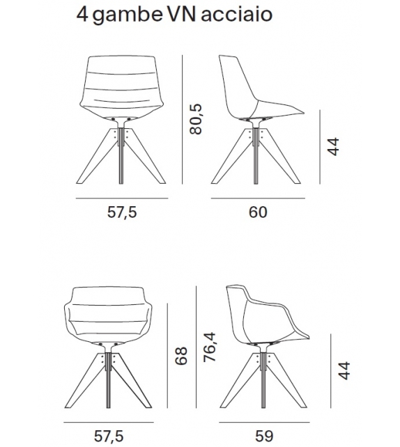 Flow Textile MDF Italia Chair With 4 Legs VN