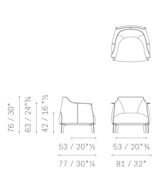 Archibald Poltrona Frau Armchair with Wooden Base