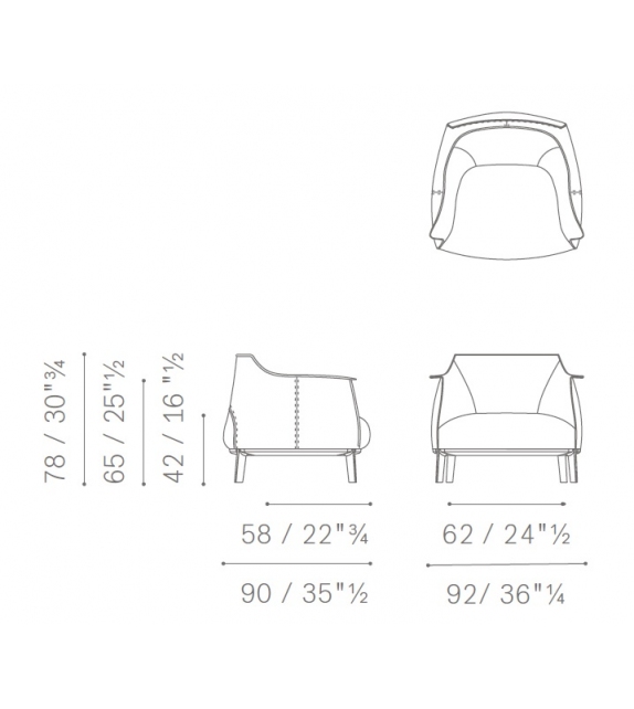 Archibald Large Poltrona Frau Armchair with Wooden Base