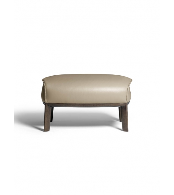 Archibald Poltrona Frau Pouf with Wooden Base