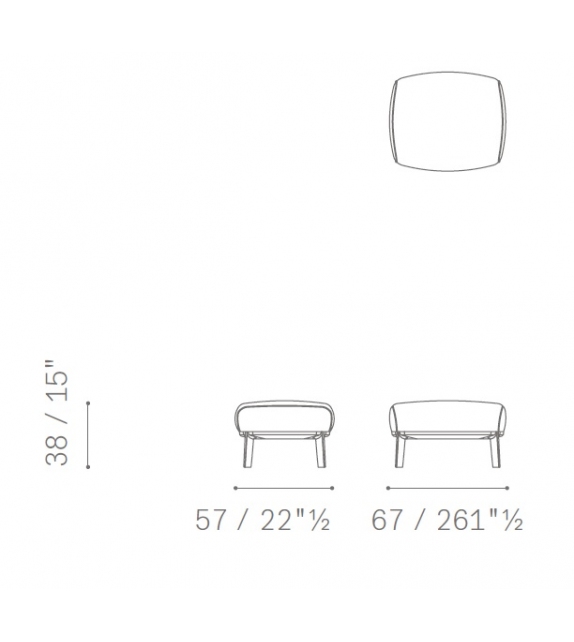 Archibald Poltrona Frau Pouf con Base in Legno