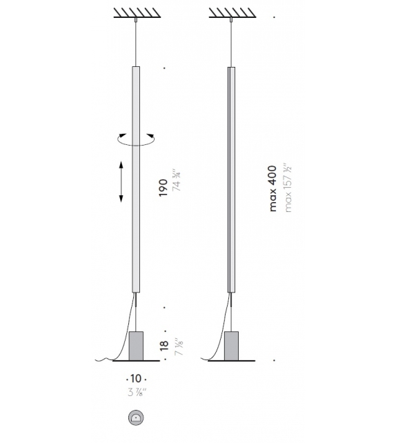 Cut Back Up&Down DePadova Floor-Ceiling Lamp