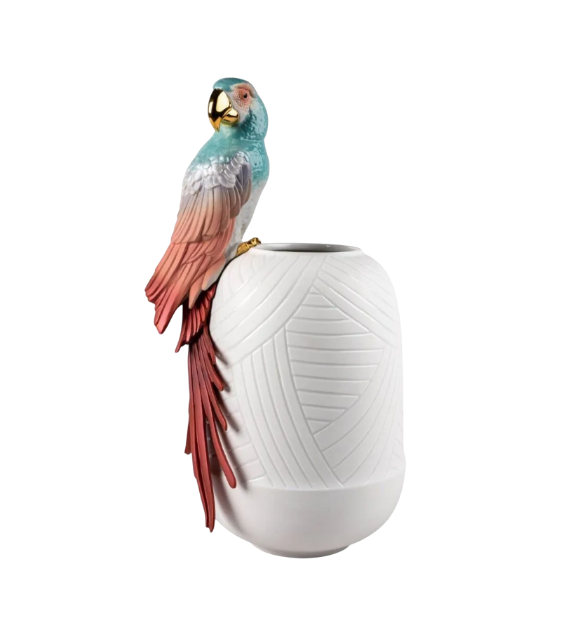 Macaw Bird Lladró Jarrón
